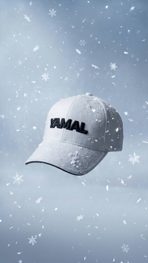 Белая бейсболка с чёрным принтом «YAMAL»  фото 1