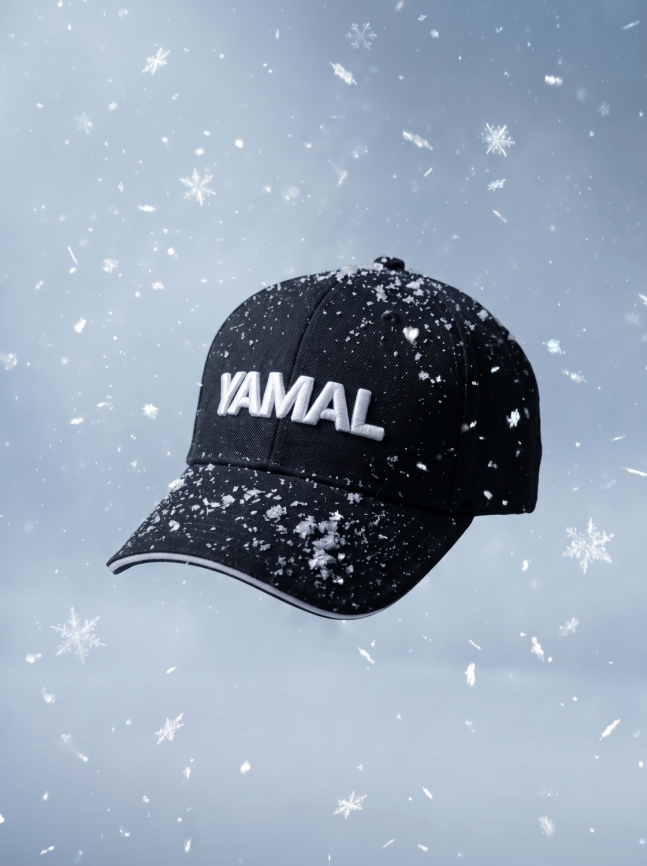  Детская кепка чёрная бейсболка с объёмной белой вышивкой «YAMAL» фото 1